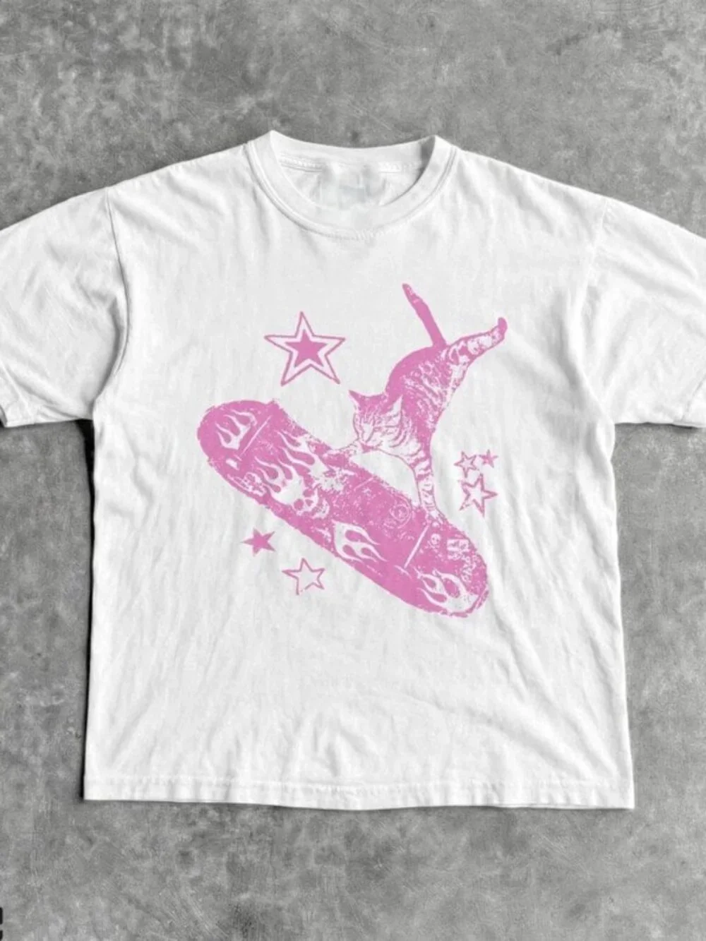 Cute Cat T-Shirt, Retro Graphic Cat Tee, Skateboard Cat Shirt - Picture 1 of 4